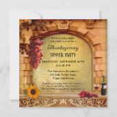 Italienisches Wine Erntedank Abendessen Party Einladung (Rückseite)