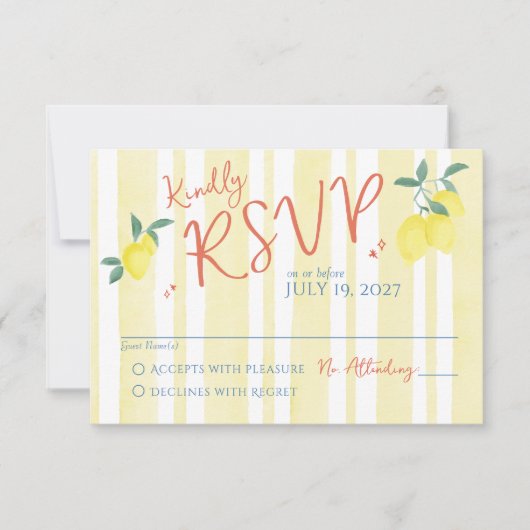 Italienisches Zitronenblau, das ist eine handgezei RSVP Karte (Vorderseite)