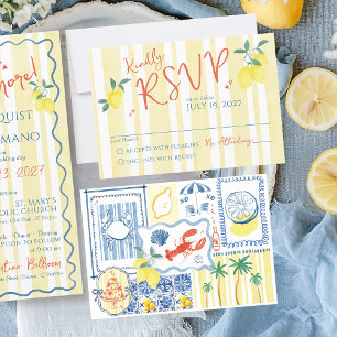 Italienisches Zitronenblau, das ist eine handgezei RSVP Karte