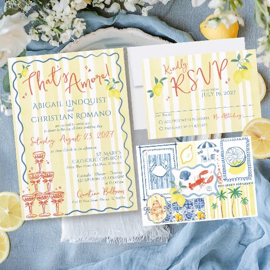 Italienisches Zitronenblau, das ist eine handgezei RSVP Karte