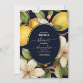 Italienisches Zitronenblumenschrift-Brautparty Einladung (Vorderseite)