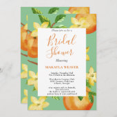 Italienisches Zitronenblumenschrift-Brautparty Einladung (Vorne/Hinten)