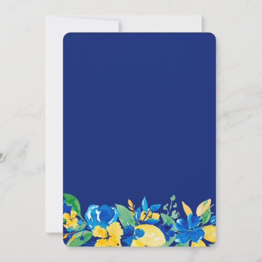 Italienisches Zitronenblumenschrift-Brautparty Einladung (Rückseite)