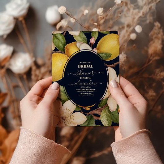 Italienisches Zitronenblumenschrift-Brautparty Einladung