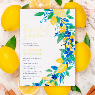 Italienisches Zitronenblumenschrift-Brautparty Folieneinladung