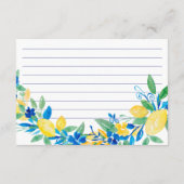 Italienisches Zitronenblumenschrift-Bridal-Rezept Begleitkarte (Rückseite)