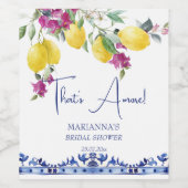 Italienisches Zitronenbougainvillea Brautparty bev Weinetikett (Einzelnes Label)