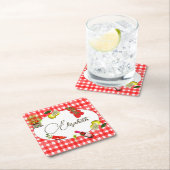 Italienisches Zitronenmeer Rotes weißes Muster Rechteckiger Pappuntersetzer (Vor Ort)