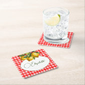 Italienisches Zitronenmuster Botanisches Weißes Mu Rechteckiger Pappuntersetzer (Vor Ort)