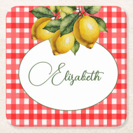 Italienisches Zitronenmuster Botanisches Weißes Mu Rechteckiger Pappuntersetzer