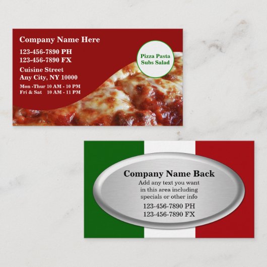 Italine Restaurant Business Cards Visitenkarte (Vorne/Hinten)