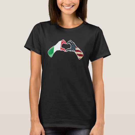 Italy American USA Flag - USA Italian Heart T-Shirt (Vorderseite)