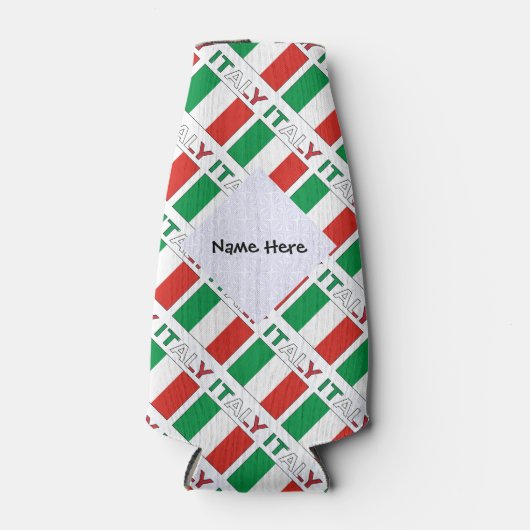 Italy and Italian Flag Tiled with Your Name Flaschenkühler (Vorderseite)