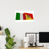 Italy and Sicilia waving flags Poster (Heimbüro)