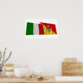 Italy and Sicilia waving flags Poster (Küche)