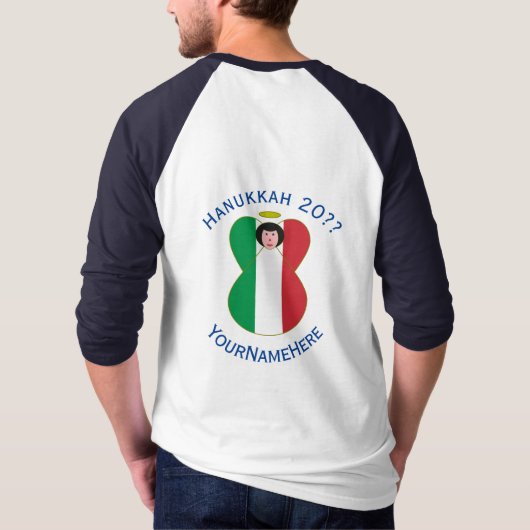 Italy Angel Hanukkah Flag Personalize Long Sleeve T-Shirt (Rückseite)