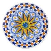 Italy Art Antico Deruta Mediterraneo Bloom Artisan Keramikknauf (Vorderseite)