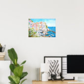 Italy Cinque Terre watercolor painting Poster (Heimbüro)