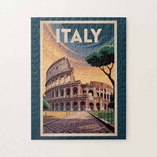 Italy Colosseum Illustration Travel Art Vintage Puzzle (Vertikal)