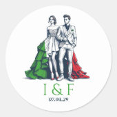 Italy Couple Wedding Runder Aufkleber (Vorderseite)