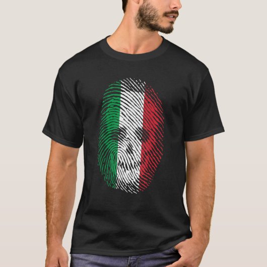 Italy Flag Fingerprint Skull Human Skeleton Head T-Shirt (Vorderseite)