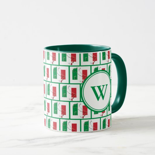 ITALY FLAG | Green Monogram Tasse (VorderseiteRechts)