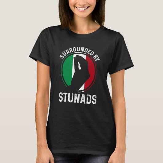 Italy Flag Italian Roots Saying Surrounded By Stun T-Shirt (Vorderseite)