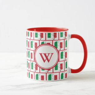 ITALY FLAG   Red Monogram Tasse