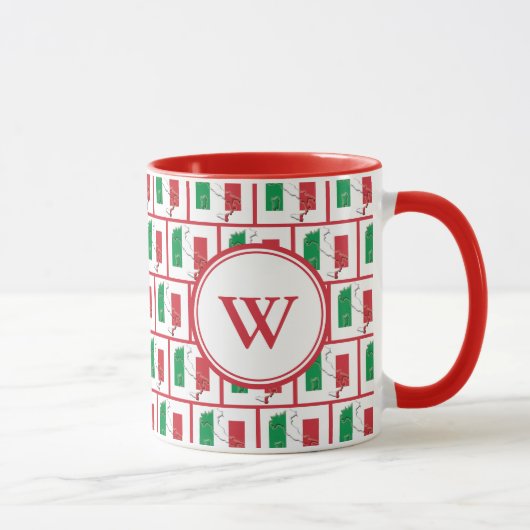 ITALY FLAG | Rotes Monogramm Tasse (Rechts)