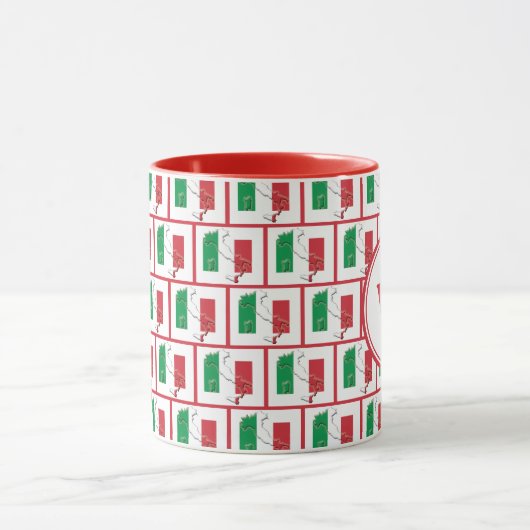 ITALY FLAG | Rotes Monogramm Tasse (Zentrum)