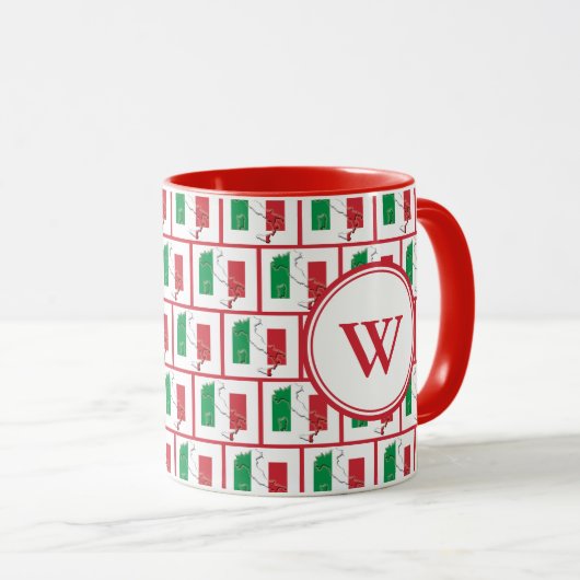 ITALY FLAG | Rotes Monogramm Tasse (VorderseiteRechts)