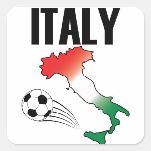 Italy Football Fan Map Boot Soccer Ball Quadratischer Aufkleber