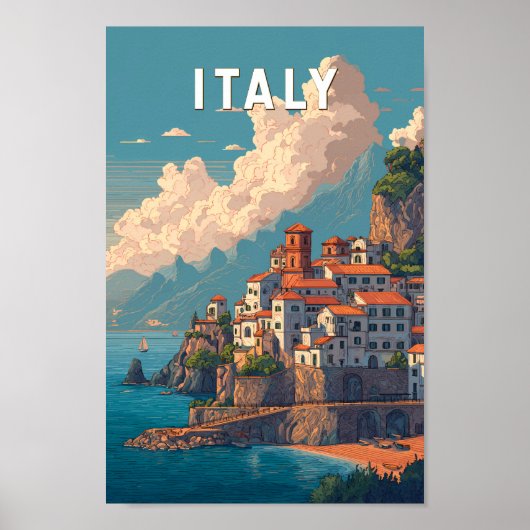 Italy Illustration Travel Art Vintage Poster (Vorne)