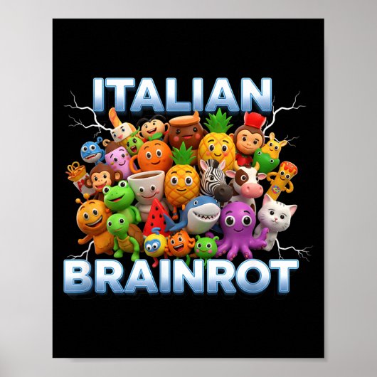 Italy Italian Brainrot Funny Meme Characters Trend Poster (Vorne)