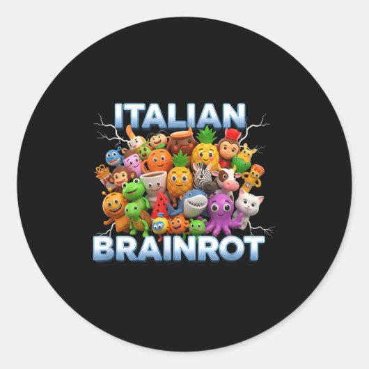 Italy Italian Brainrot Funny Meme Characters Trend Runder Aufkleber (Vorderseite)
