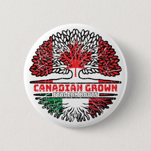 Italy Italian Canadian Canada Tree Roots Flag Button (Vorderseite)
