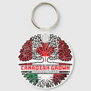 Italy Italian Canadian Canada Tree Roots Flag Schlüsselanhänger