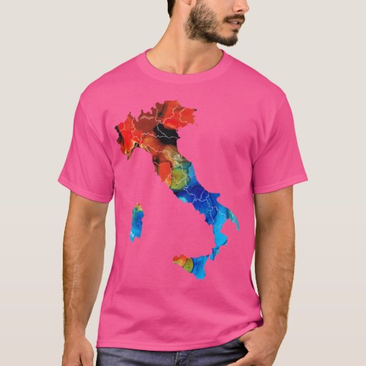 Italy Italian Map By Sharon Cummings funny T-Shirt (Vorderseite)