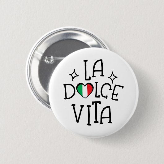 Italy Lover Gift La Dolce Vita Heart Flag Button (Vorne & Hinten)