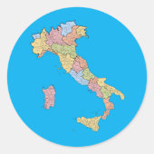 Italy Map Blue Runder Aufkleber (Vorderseite)