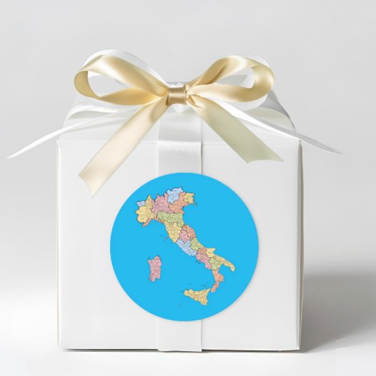 Italy Map Blue Runder Aufkleber