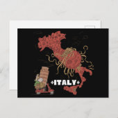 Italy Map Flying Spaghetti Monster Pastafarian Postkarte (Vorne/Hinten)