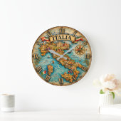 Italy Map Wall Vintage Große Wanduhr (Zuhause)