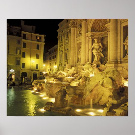 Italy, Rome. Trevi Fountain at night. Poster (Vorne)