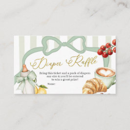 Italy Sage Green Coquette Stripes Diaper Raffle Begleitkarte