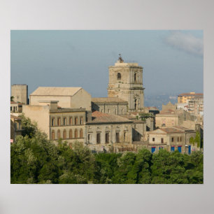 Italy, Sicily, Enna, Town View from Rocca di 2 Poster