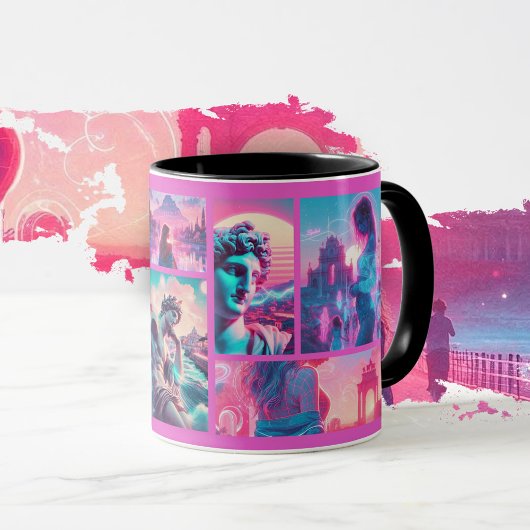 Italy | Vaporwave Retrowave, Custom photo collage Tasse