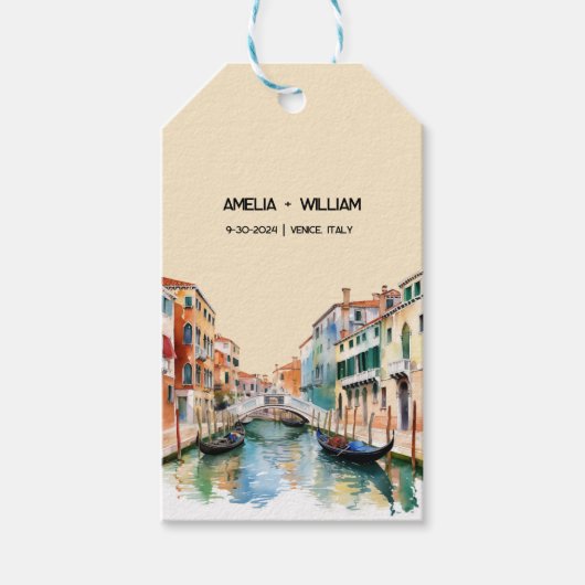 Italy Watercolor Romantic Destination Wedding Geschenkanhänger (Vorderseite)