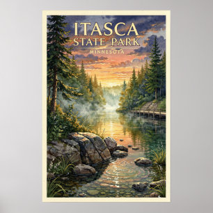 Itasca State Park Minnesota Vintage Reise Poster