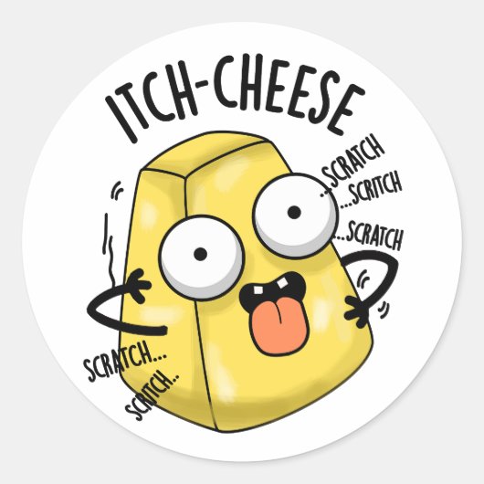 Itch-Käse Funny Cheese Pun Runder Aufkleber (Vorderseite)